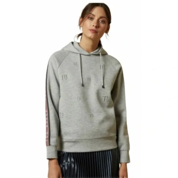 Ted Baker Yinzie black pink hooded sweatshirt size 4 like new condition! - Picture 2 of 10